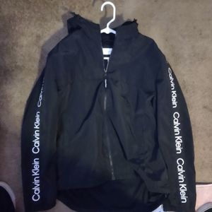 CALVIN KLEIN Logo Taped Sleeve Hooded Windbreaker